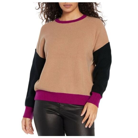 Express Tan and Black Crew Neck Sweater - Picture 1 of 10
